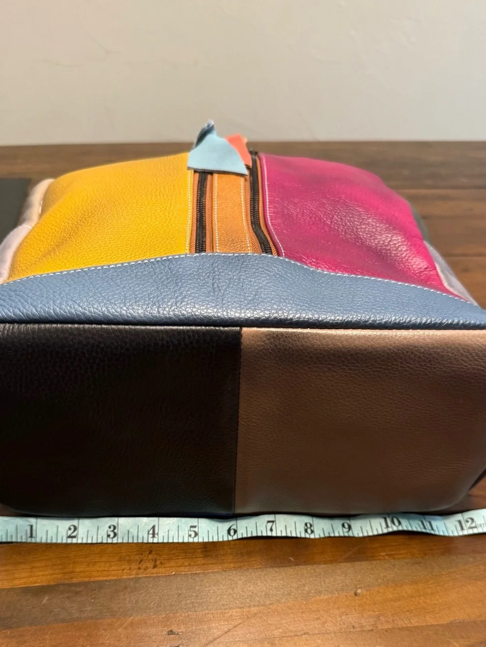 Colorblock Leather Backpack - Picture 3 of 6